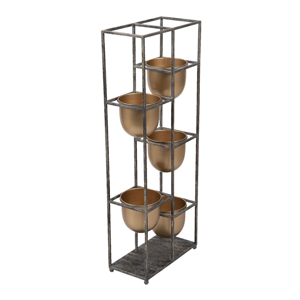 Bloempot 80 cm Goudkleurig Zwart Metaal Bloempot Binnen