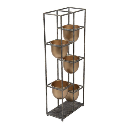 Bloempot 80 cm Goudkleurig Zwart Metaal Bloempot Binnen