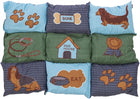 Hondenkussen 80x55 cm patchwork blauw groen