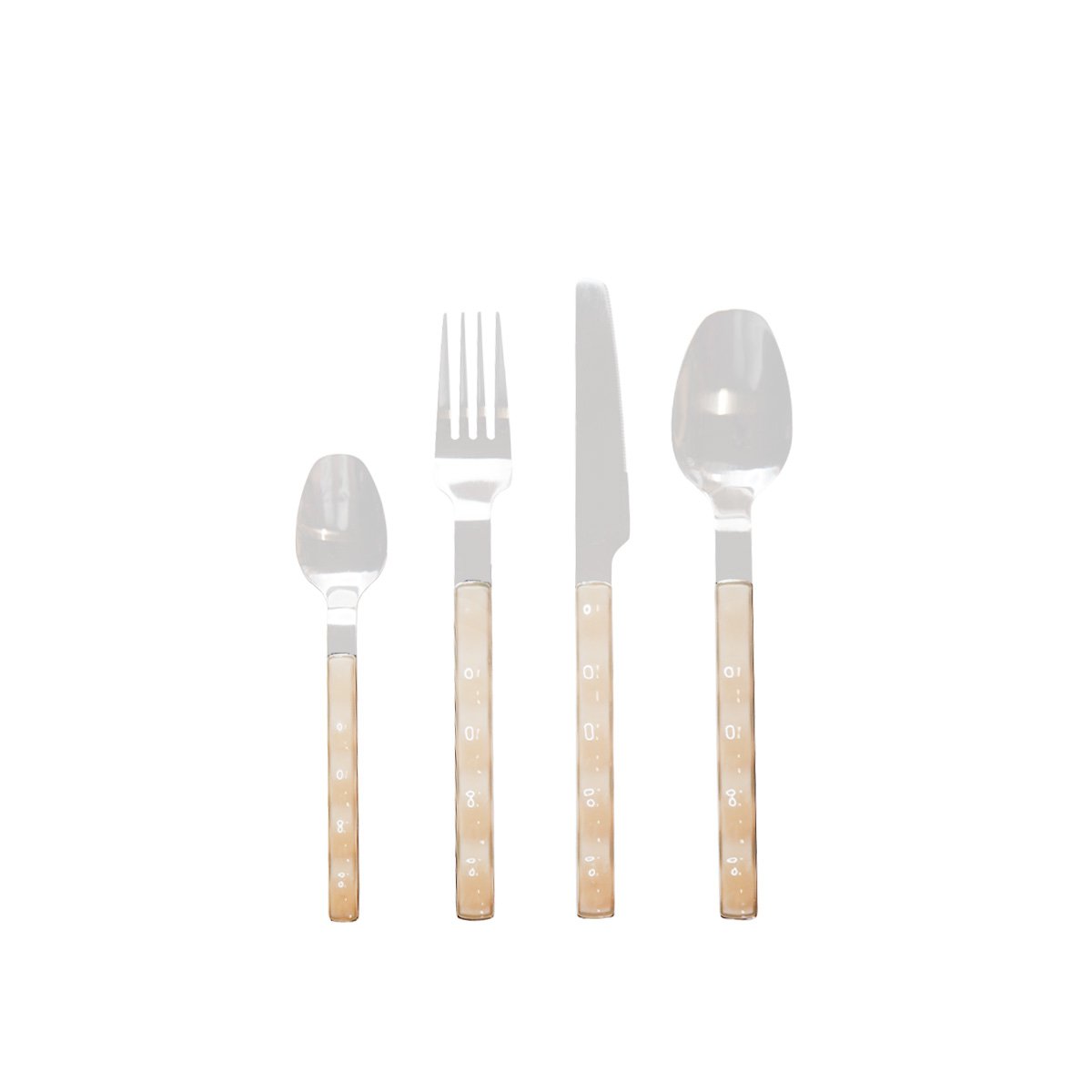 Bestekset 24-delig zilver met beige handvat voor 6 personen