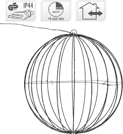 Ceruzo Lichtbol 320 Led - Metaal - 50 Cm - Kerstverlichting - Met Timer - Extra Warm Wit