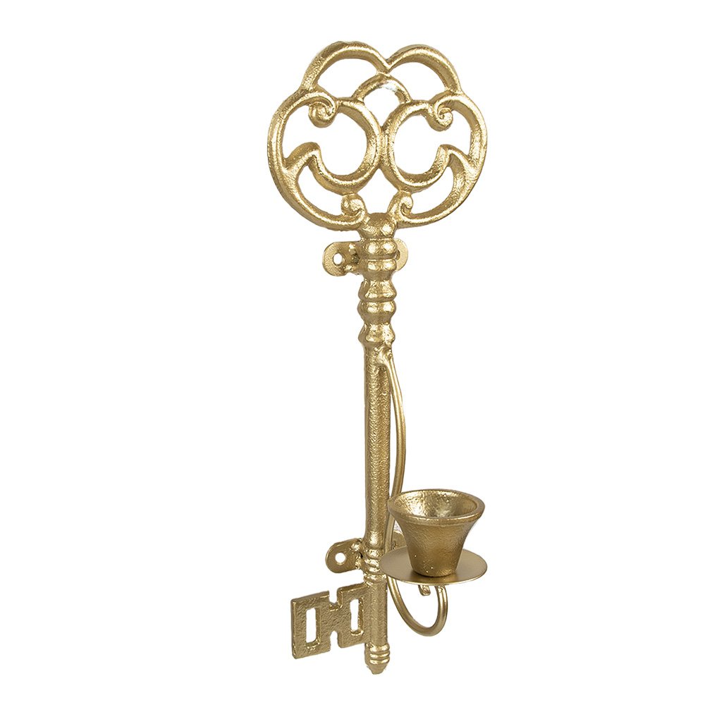 Kandelaar sleutel 34 cm goud ijzer