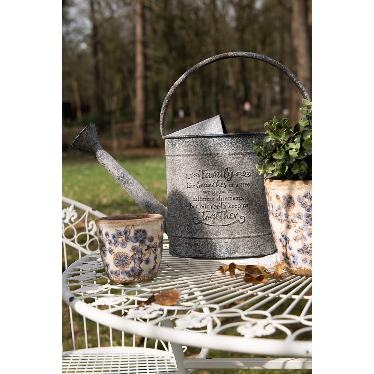 Decoratie gieter metaal grijs 47x18x39 cm