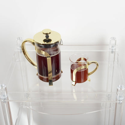 Glazen koffiebekers 200 ml set van 2 goud