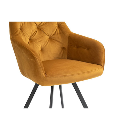 Fauteuil draaibaar 360° fluweel mosterdgeel