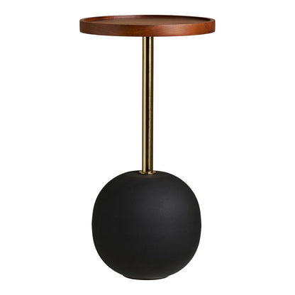 Bijzettafel mangohout staal Ø30x56 cm