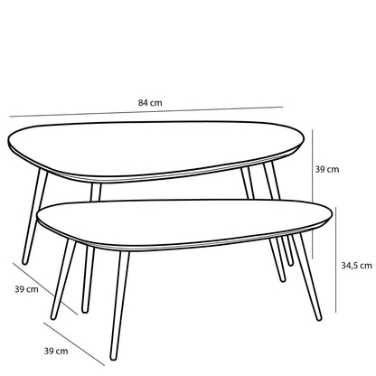 Bijzettafel set 2 gerecycled hout zwart 84x39x39 cm