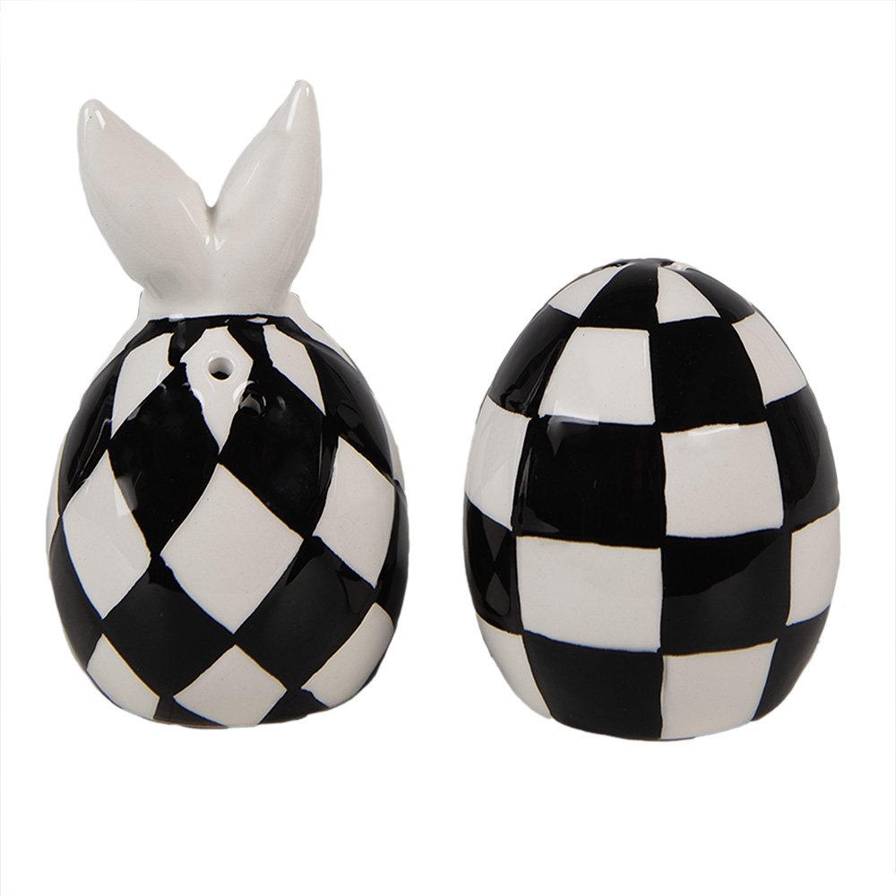 Peper en zoutstel 2 stuks Ø 5x9/5x7 cm keramiek zwart wit