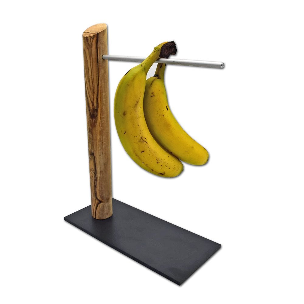 Bananenhouder olijfhout aluminium metaal 30 cm