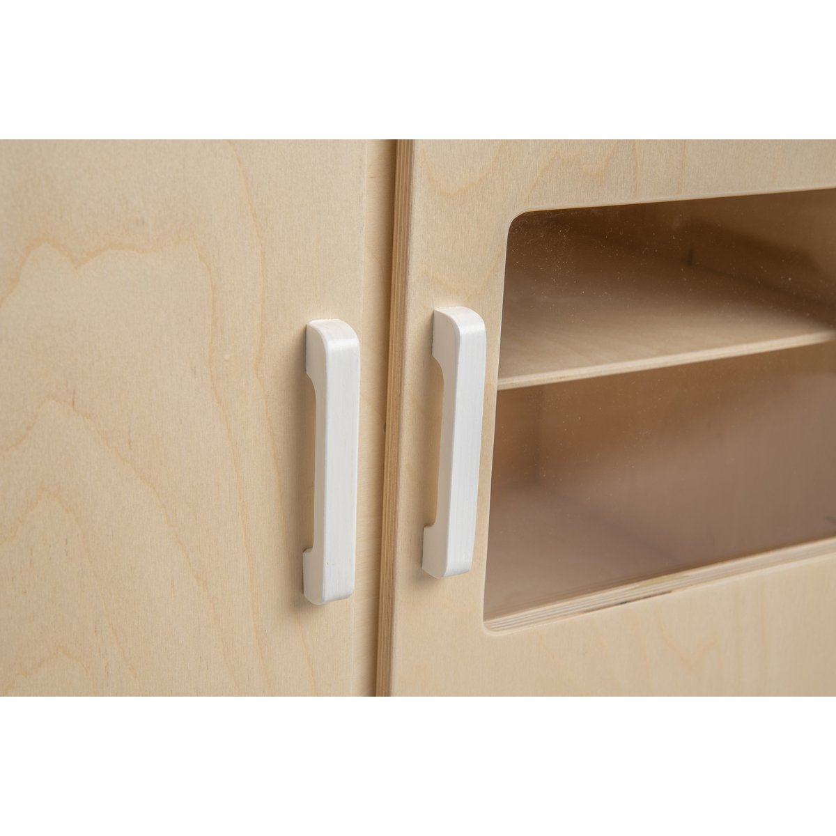 Poppencommode hout naturel wit