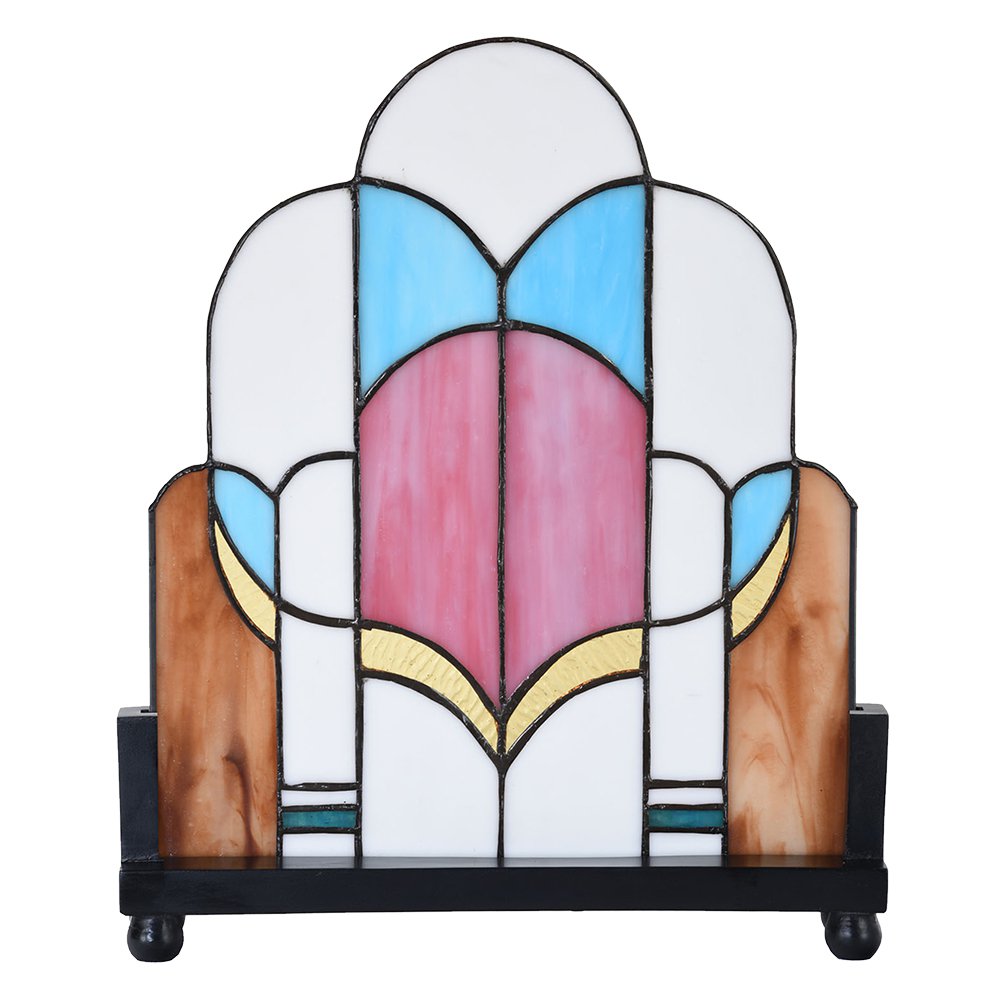 Glaspaneel Tiffany 30x3x25 cm wit roze blauw