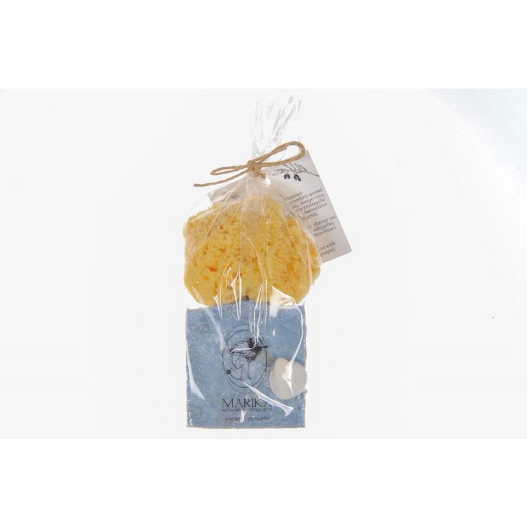 Olijfoliezeep met sponsje 6x6x3,5 cm