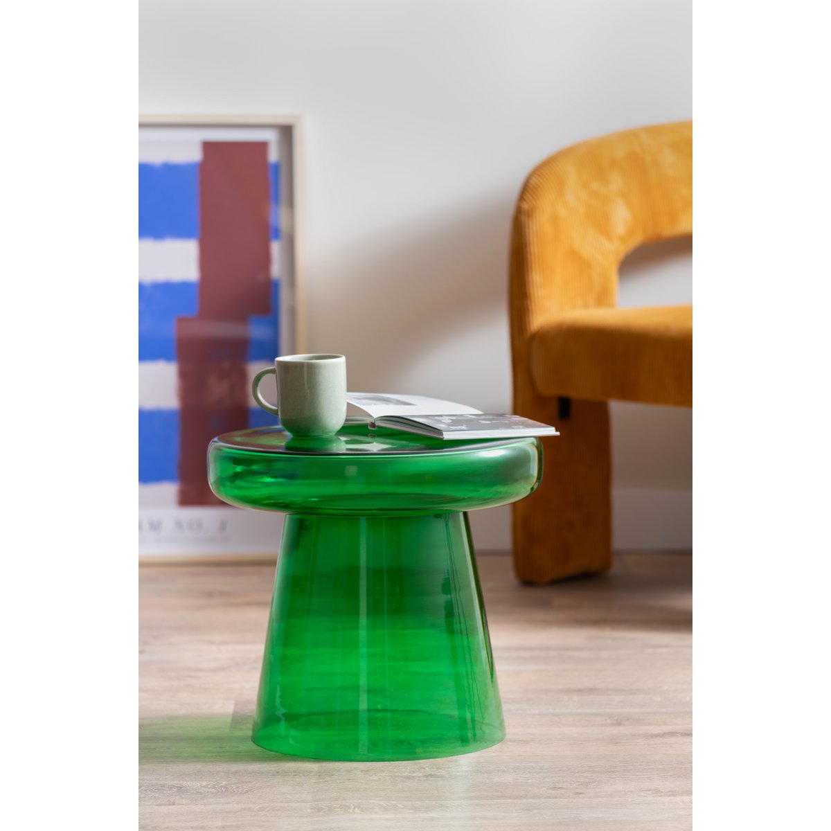 Bijzettafel 41 cm groen glas