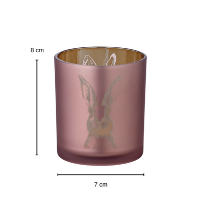 Theelichthouder konijntje roze goudkleurig Ø7 H8 cm