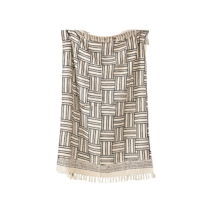 Plaid 120x180 cm katoen zwart beige