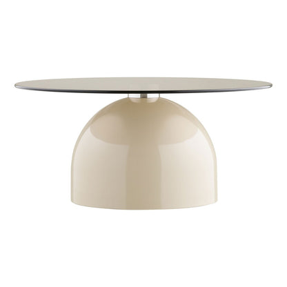 Salontafel rond ø70x33 cm glas metaal grijs/beige