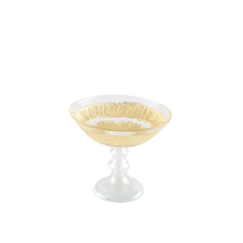 Fruitschaal glas goud 15x15x14.5 cm