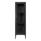 Vitrinekast 40x35x140 cm staal glas zwart