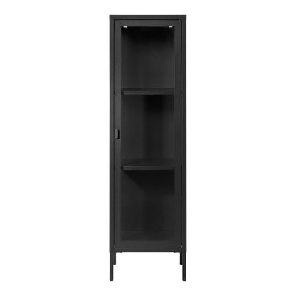 Vitrinekast 40x35x140 cm staal glas zwart