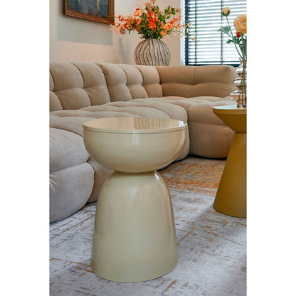 Bijzettafel rond 32x45 cm ijzer beige