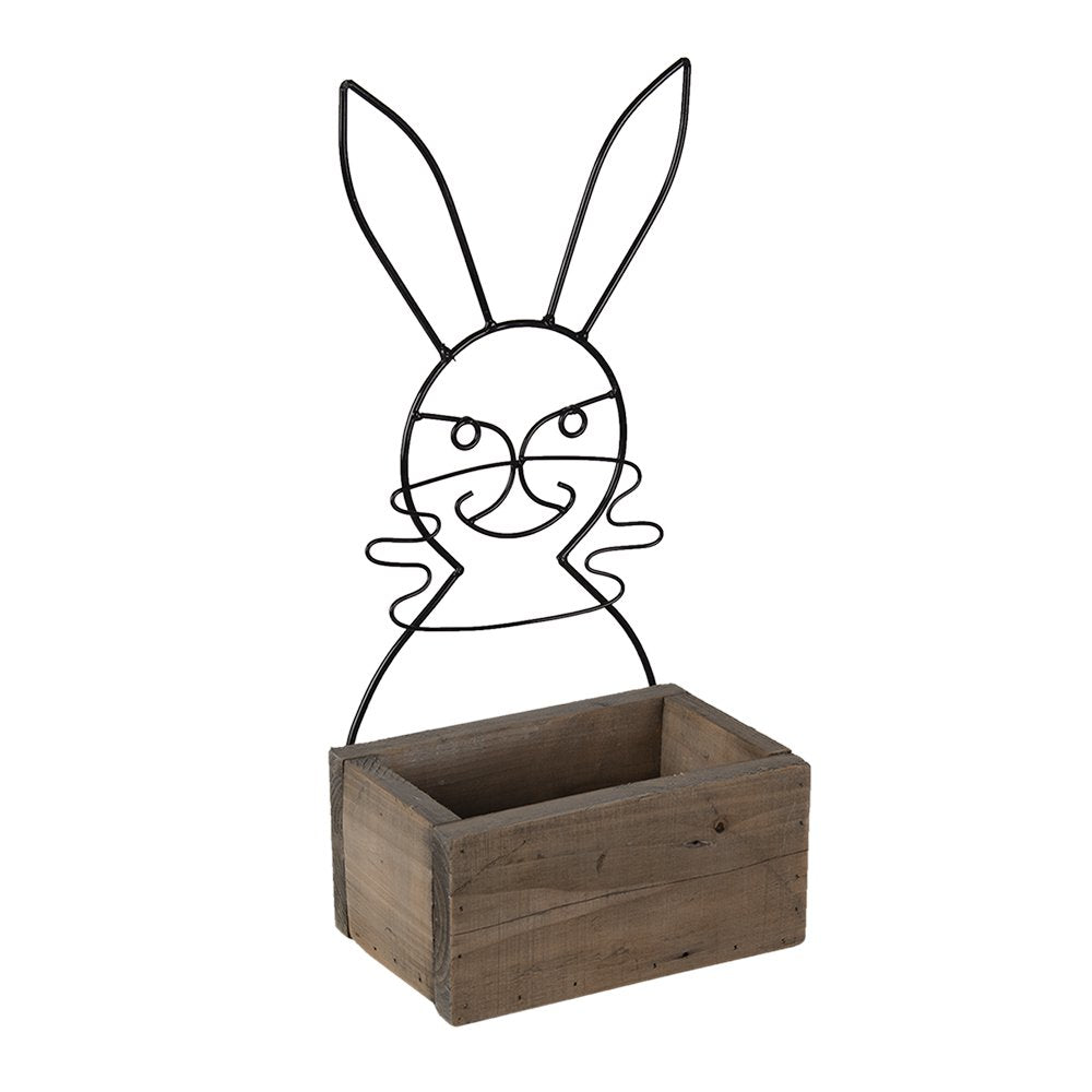 Bloempot konijn hout bruin