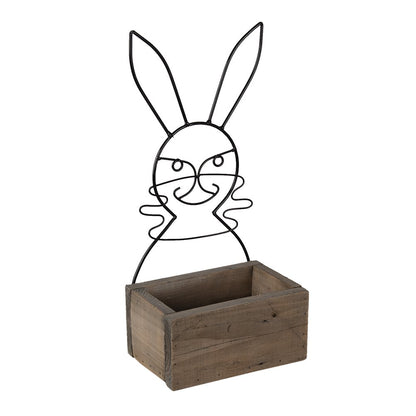 Bloempot konijn hout bruin