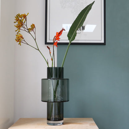 Vaas 40 cm glas grijs