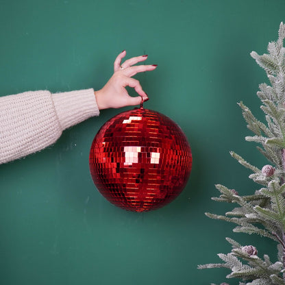 Kersthanger discobal 25x25x25 cm rood