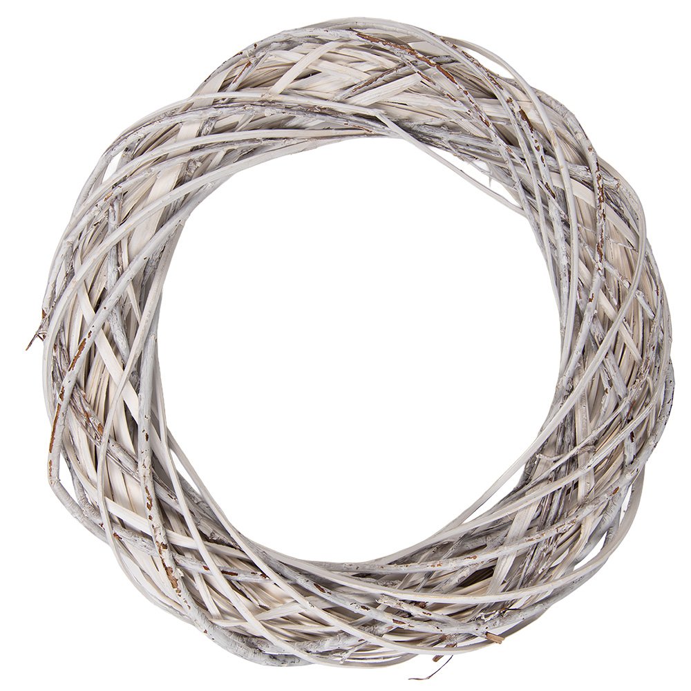 Decoratiekrans rotan 40x8 cm wit