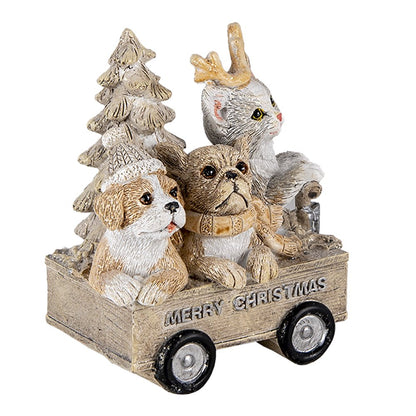 Dierenbeeld 9x7x11 cm grijs beige polyresin