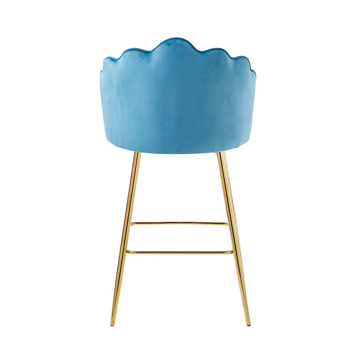 Barkrukken set van 2 blauw fluweel goud frame 68 cm