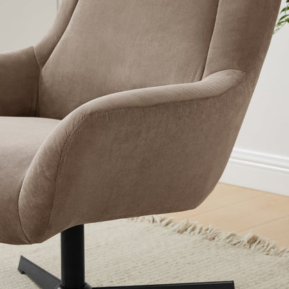 Fauteuil met kruk corduroy bruin 82x85x106 cm