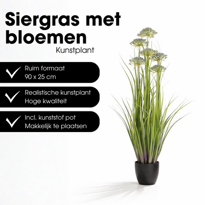 Kunstplant siergras 90 cm groen paars