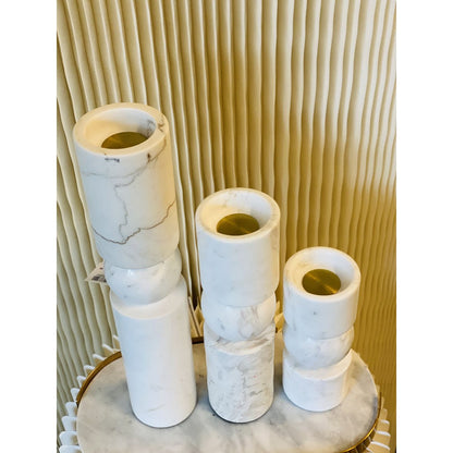 Kandelaar marmer wit H29.5cm