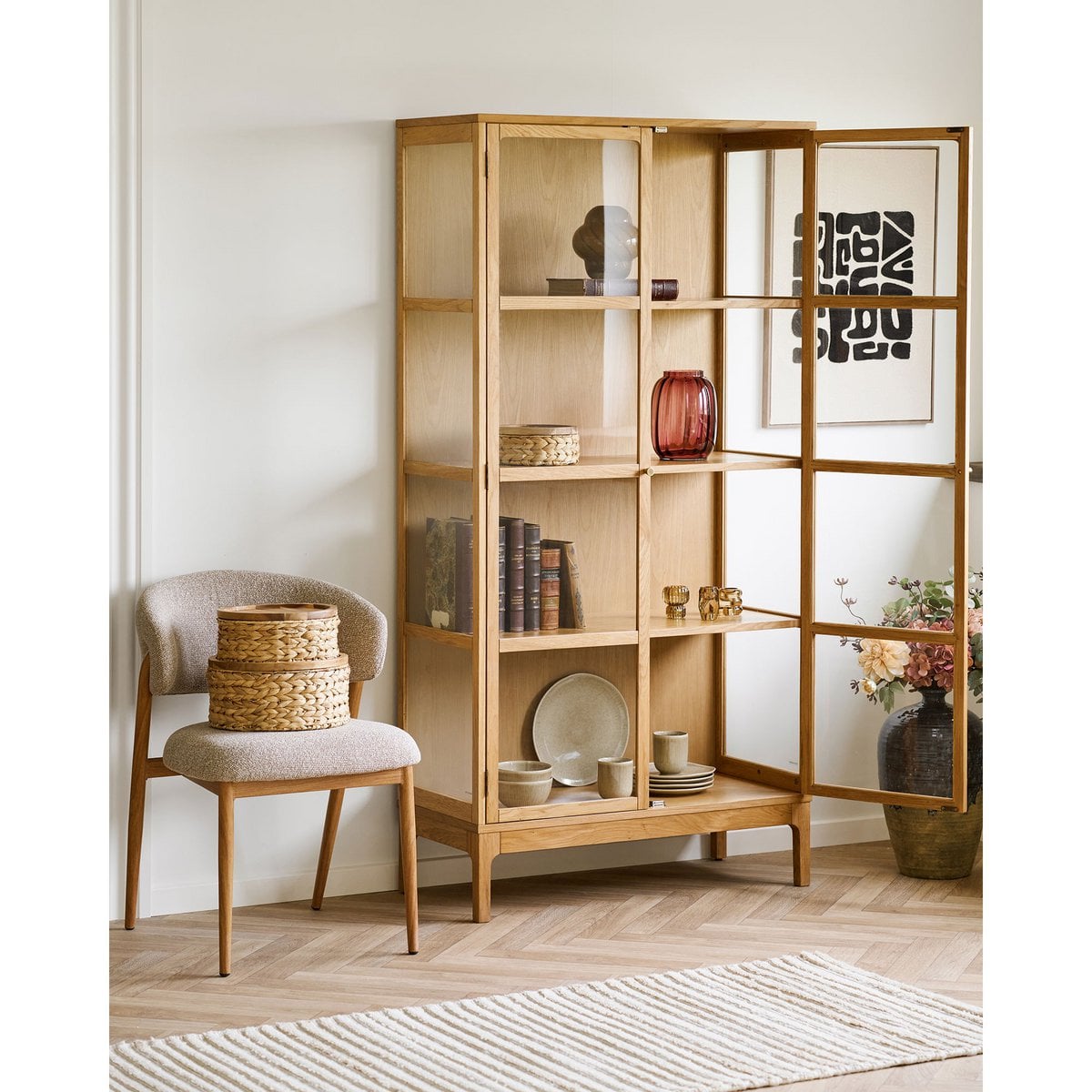 Tine Tufted wanddecoratie, zwart/bruin, 50x70 cm