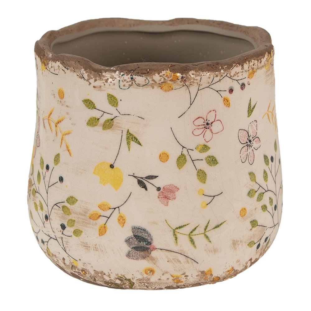 Bloempot Ø11x10 cm beige geel keramiek