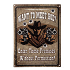Wandbord 25x33 cm ijzer bruin cowboy