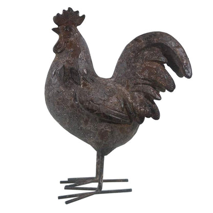 Beeld haan 19x9x24 cm grijs bruin polyresin