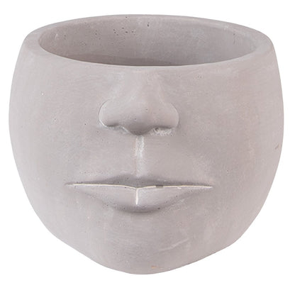 Bloempot Gezicht 17x15x10 cm Grijs Steen Bloempot Binnen