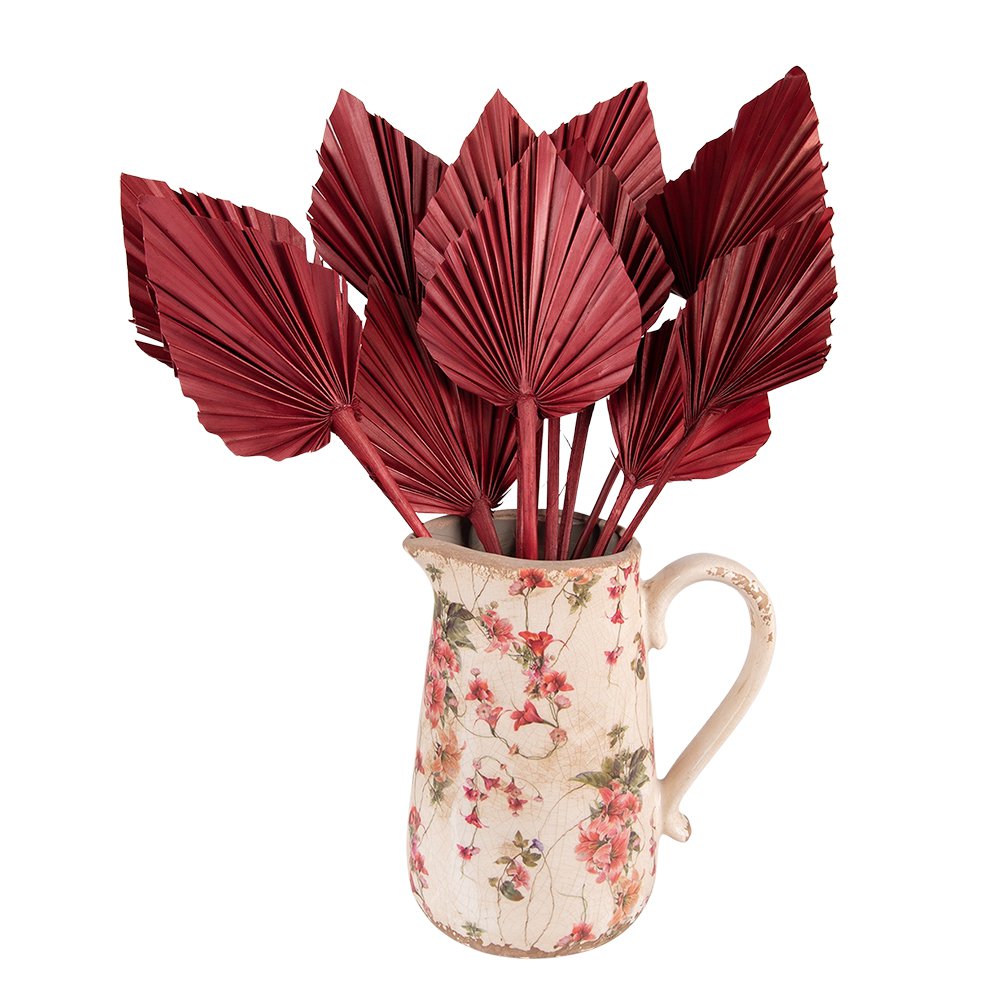 Decoratie Kan 20x14x23 cm Roze Beige Keramiek Bloemen Waterkan