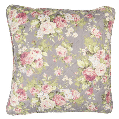 Kussenhoes 50x50 cm grijs groen polyester bloemen