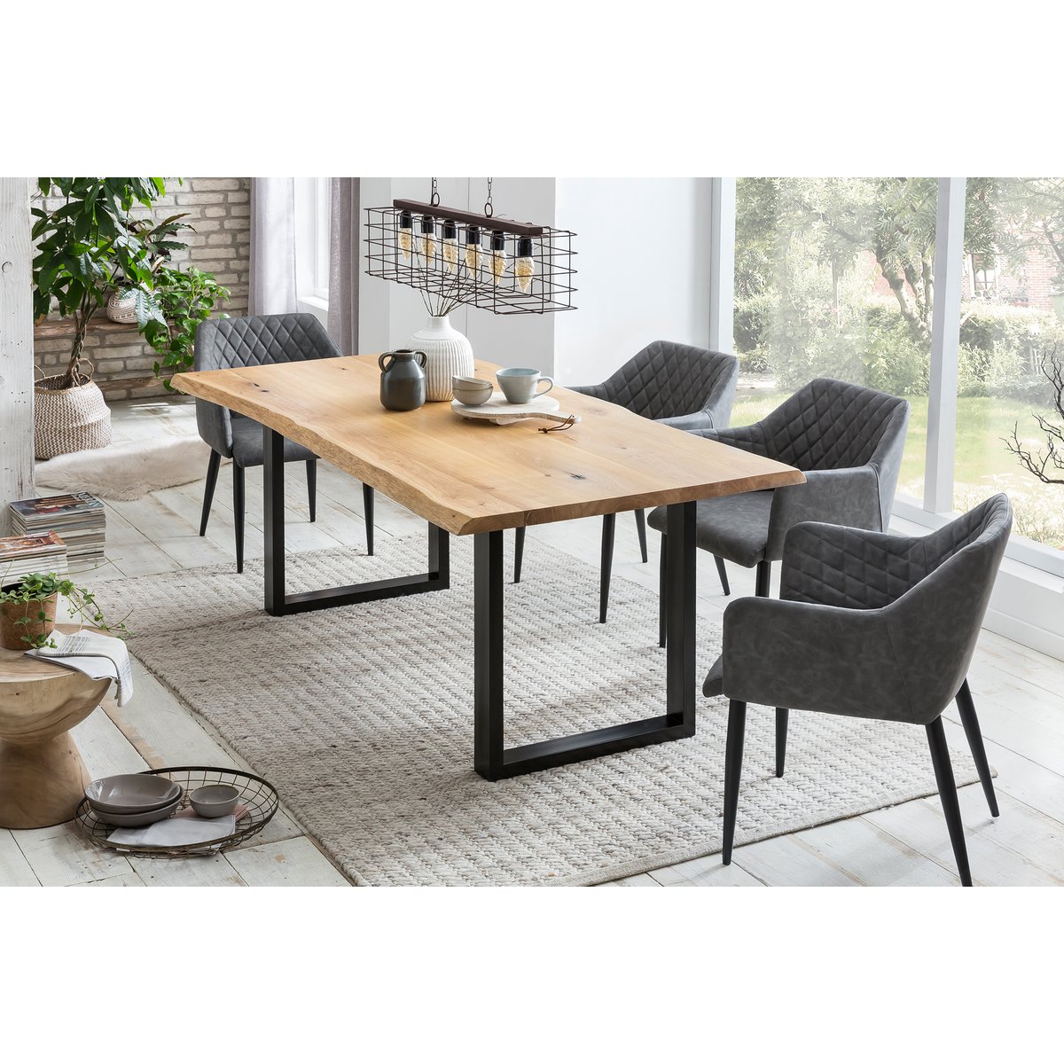 Eettafel massief eiken 240x100 cm boomrand