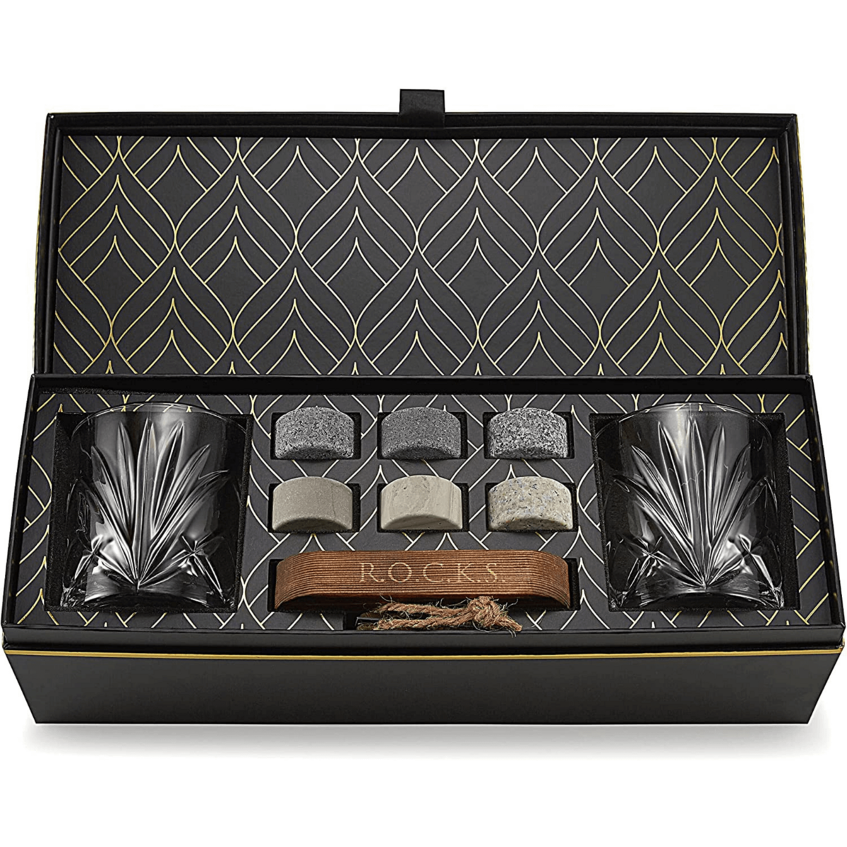 Whiskyglazen set met granieten stenen
