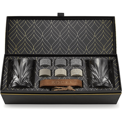 Whiskyglazen set met granieten stenen