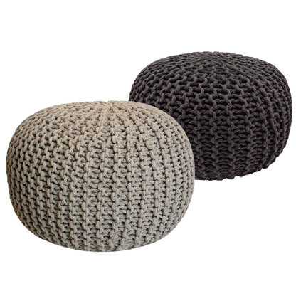 Poef set 2 stuks Ø55x37 cm grofgebreid
