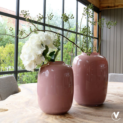 Vaas Artic M Ø25 x H35 cm pastel roze glas
