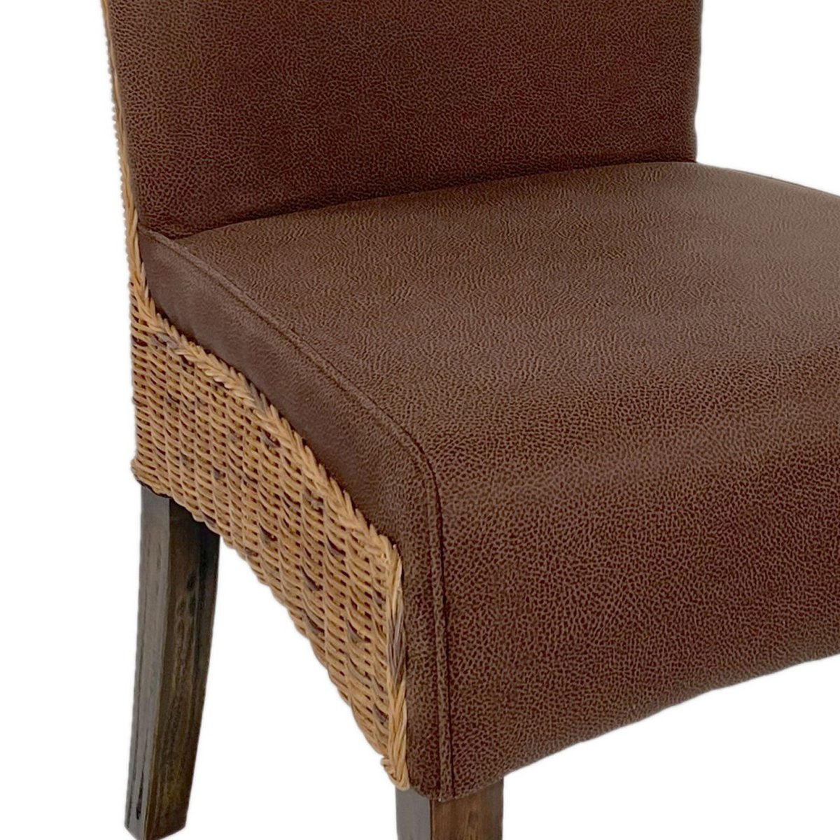 Rattan Eetkamerstoelen Set Van 4 Prairie Bruin Gestoffeerd