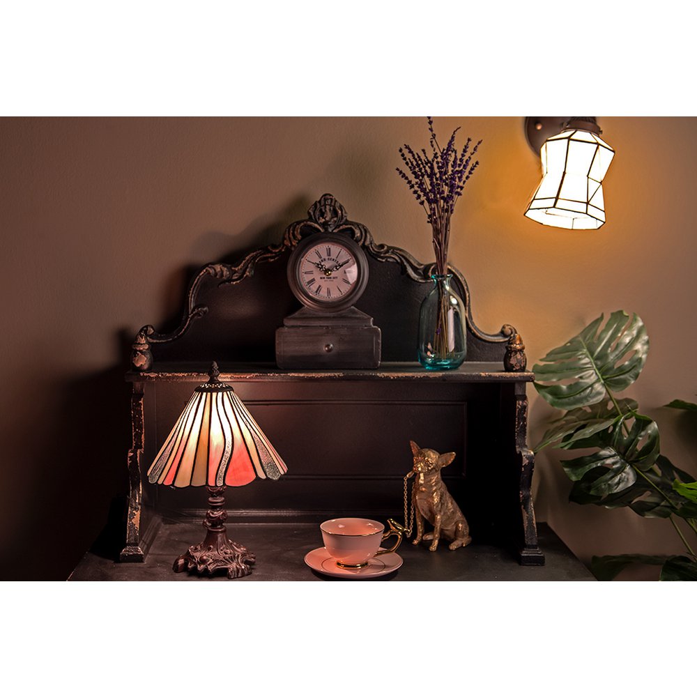 Tiffany Tafellamp Ø 20x34 cm Roze Beige Glas Tiffany Bureaulamp