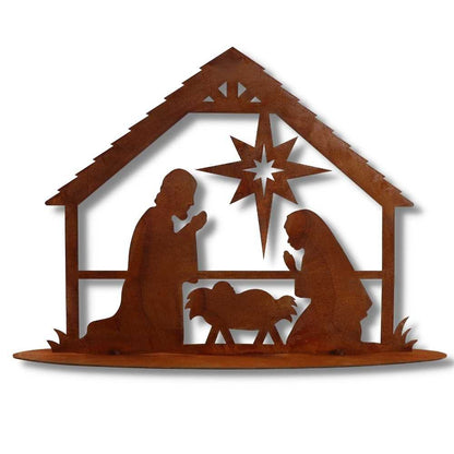 Kerststal metaal 35x28 cm bruin
