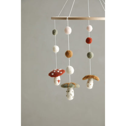 Babymobiel wolvilt paddenstoelen 20.5 cm